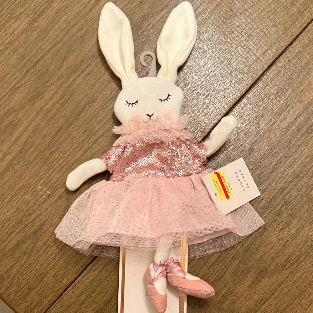 LC Lauren Conrad Blush Bunny Plush Pair of Wine Covers
